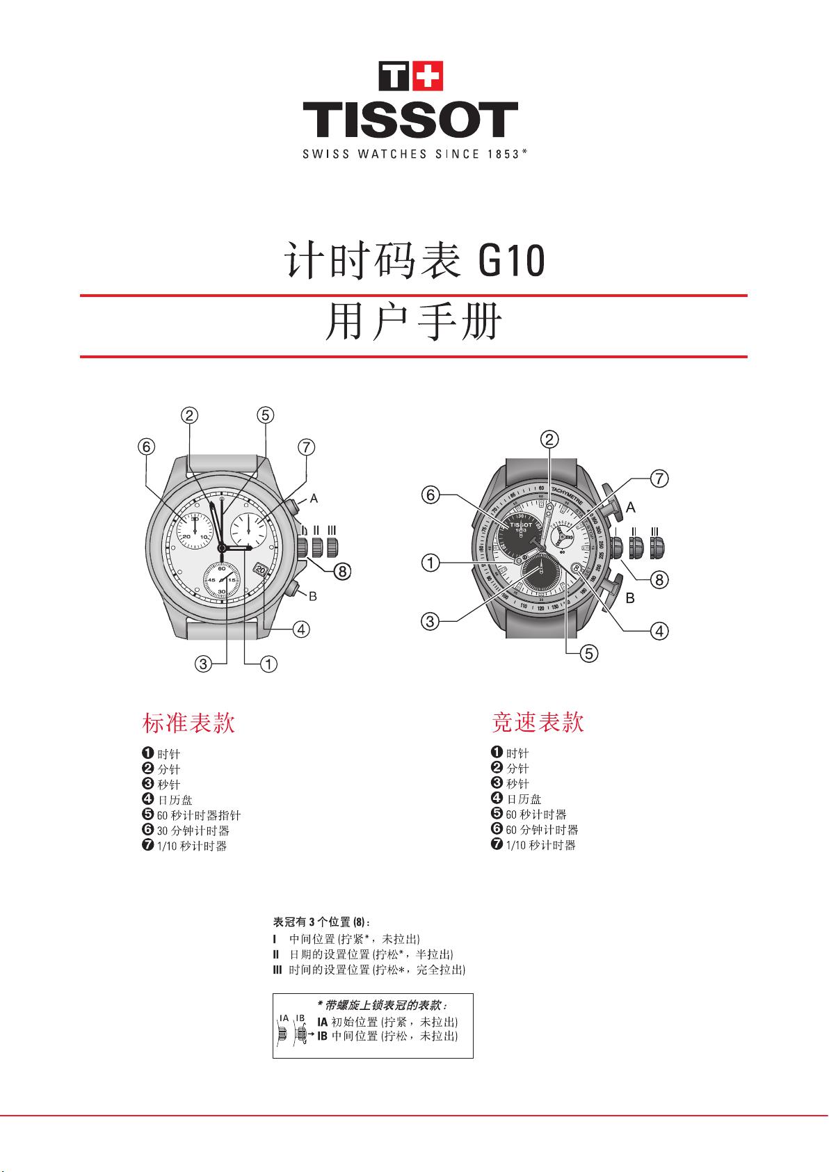 tissot天梭143计时码表g10用户手册.pdf